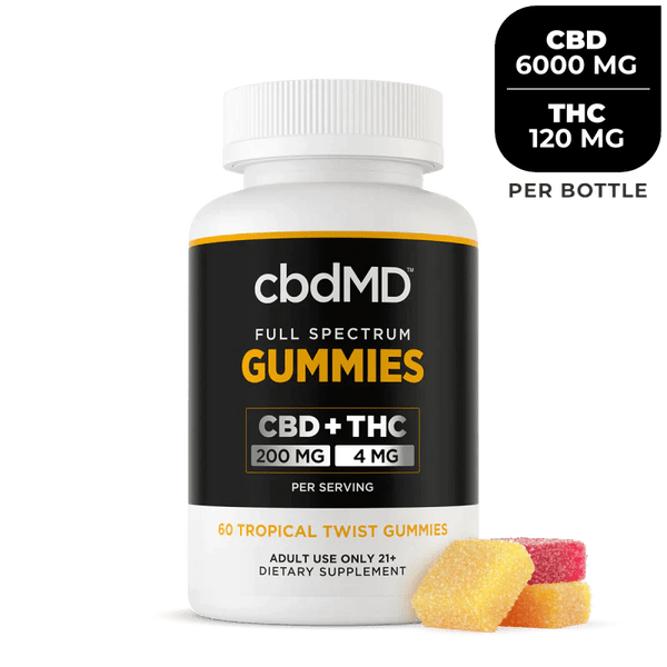 cbdMD Full Spectrum Gummies - 200mg CBD / 4mg THC - 60ct (Tropical Twist) - DirectHemp.com